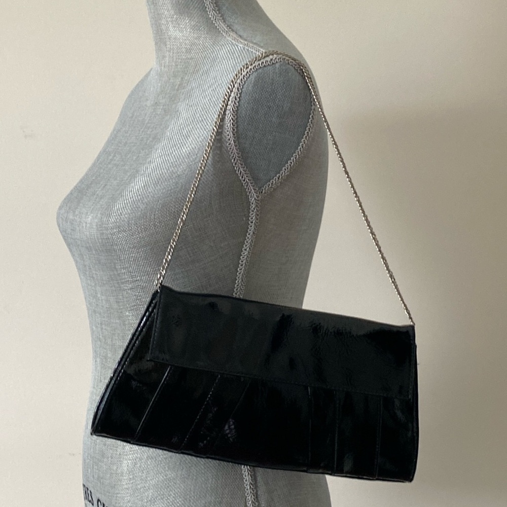 Black Patent Leather Shoulder Bag Clutch